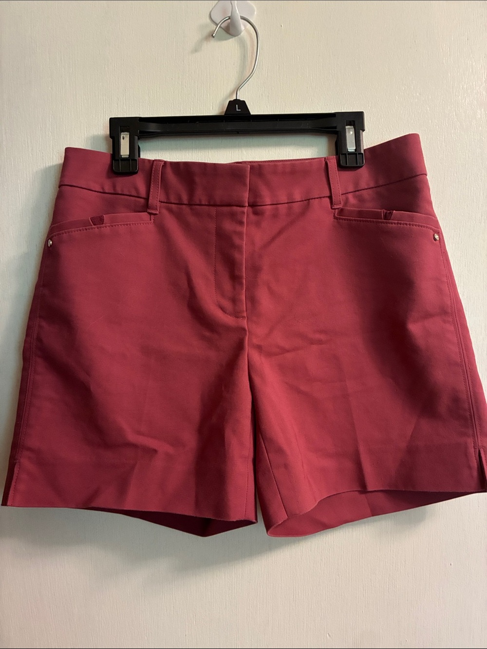 White House Black Market Tailored High-Rise Shorts in Berry